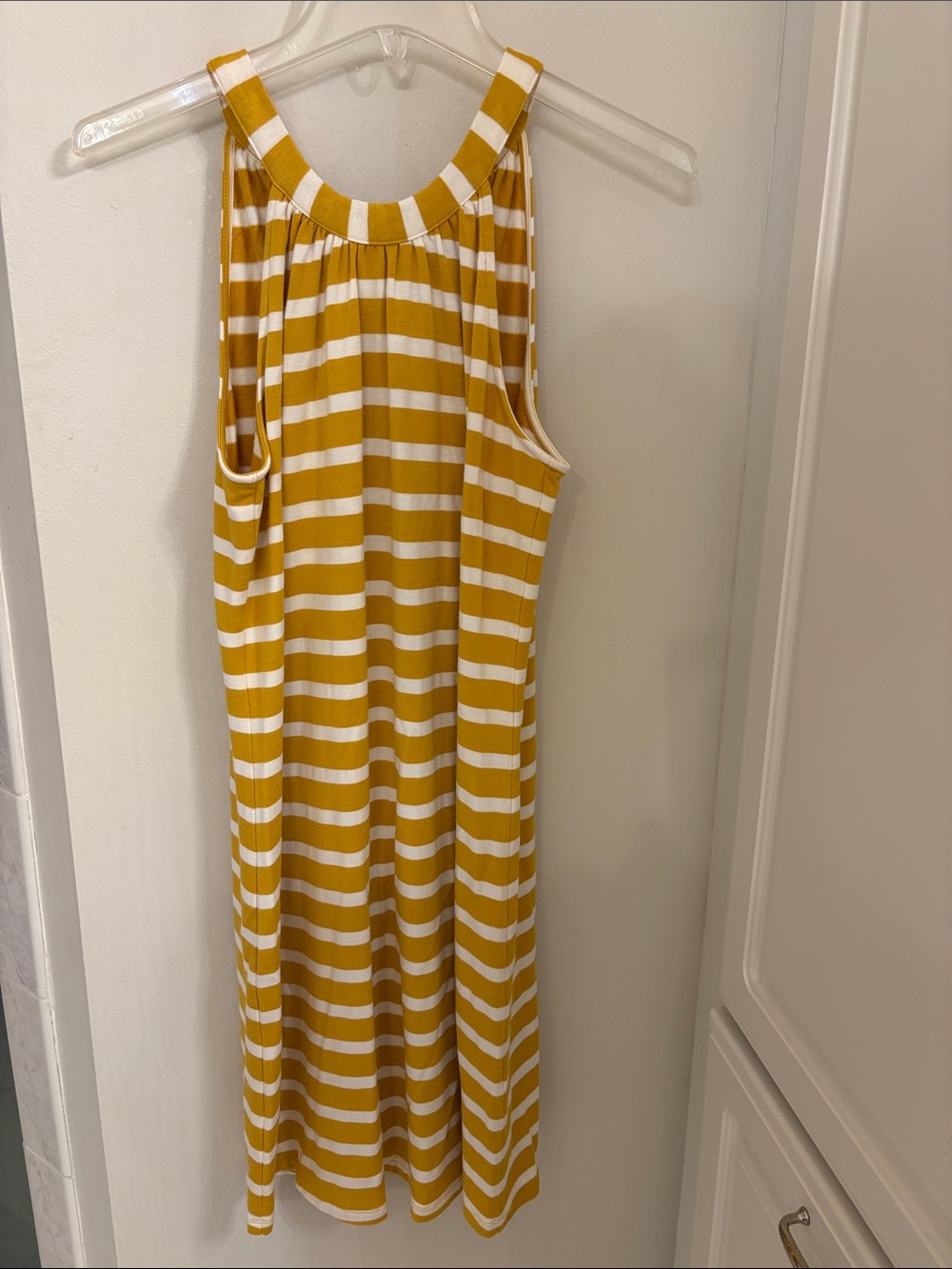 Women’s market & spruce Mustard Yellow & White Striped Sleeveless Dress Size M